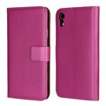 Leather Horizontal Flip Holster for iPhone XR ,with Magnetic Clasp and Bracket and Card Slot and Wallet(Magenta)