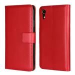 Leather Horizontal Flip Holster for iPhone XR ,with Magnetic Clasp and Bracket and Card Slot and Wallet(Red)