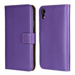 Leather Horizontal Flip Holster for iPhone XR ,with Magnetic Clasp and Bracket and Card Slot and Wallet(Purple)
