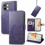For vivo S18E Four-leaf Clasp Embossed Leather Phone Case(Purple)