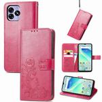 For UMIDIGI G5 Four-leaf Clasp Embossed Buckle Leather Phone Case(Magenta)
