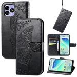 For UMIDIGI G5 Butterfly Love Flower Embossed Leather Phone Case(Black)