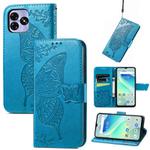 For UMIDIGI G5 Butterfly Love Flower Embossed Leather Phone Case(Blue)