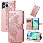 For UMIDIGI G5 Butterfly Love Flower Embossed Leather Phone Case(Rose Gold)