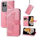 For vivo S18 Pro Butterfly Love Flower Embossed Leather Phone Case(Pink)
