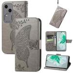 For vivo S18 Butterfly Love Flower Embossed Leather Phone Case(Gray)