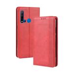 Magnetic Buckle Retro Crazy Horse Texture Horizontal Flip Leather Case for Huawei P20 lite (2019) / Nova 5i, with Holder & Card Slots & Photo Frame(Red)