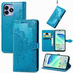 For UMIDIGI G5 Mandala Flower Embossed Leather Phone Case(Blue)