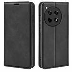 For OnePlus 12R Retro-skin Magnetic Suction Leather Phone Case(Black)