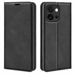 For OnePlus 13T Retro-skin Magnetic Suction Leather Phone Case(Black)