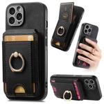 For iPhone 15 Pro Max Retro Splitable Magnetic Stand Card Bag Leather Phone Case(Black)