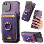 For iPhone 7 Plus / 8 Plus Retro Splitable Magnetic Stand Card Bag Leather Phone Case(Purple)