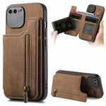 For iPhone 6 Plus / 6s Plus Retro Leather Zipper Wallet Back Phone Case(Brown)