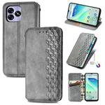 For UMIDIGI G5 Cubic Grid Pressed Magnetic Leather Phone Case(Grey)