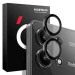 For Xiaomi Redmi Note 13 4G NORTHJO Camera LensCD Vein Metal Ring Tempered Glass Film(Black)