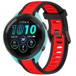 For Garmin Forerunner 265 22mm Two Color Textured Silicone Watch Band(Red+Black)