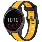 For Garmin Vivoactive 4 22mm Two Color Textured Silicone Watch Band(Yellow+Black)