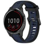 For Garmin Vivoactive 4 22mm Two Color Textured Silicone Watch Band(Midnight Blue+Black)