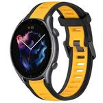 For Amazfit GTR 3 22mm Two-Color Textured Silicone Watch Band(Yellow+Black)