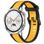 For Huawei Watch GT4 46mm 22mm Two Color Textured Silicone Watch Band(Yellow+Black)