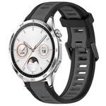 For Huawei Watch GT4 46mm 22mm Two Color Textured Silicone Watch Band(Grey+Black)