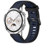 For Huawei Watch GT4 46mm 22mm Two Color Textured Silicone Watch Band(Midnight Blue+Black)