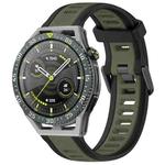 For Huawei Watch GT3 SE 22mm Two Color Textured Silicone Watch Band(Green+Black)