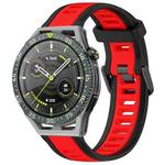 For Huawei Watch GT3 SE 22mm Two Color Textured Silicone Watch Band(Red+Black)