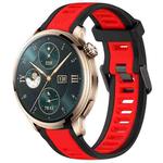 For Honor Watch 4 Pro 22mm Two Color Textured Silicone Watch Band(Red+Black)