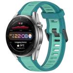 For Huawei Watch 3 Pro New 22mm Two Color Textured Silicone Watch Band(Teal)