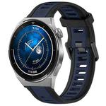 For Huawei Watch GT3 Pro 46mm 22mm Two Color Textured Silicone Watch Band(Midnight Blue+Black)