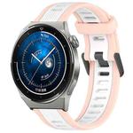 For Huawei Watch GT3 Pro 46mm 22mm Two Color Textured Silicone Watch Band(White+Pink)