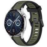 For Huawei Watch GT3 46mm 22mm Two Color Textured Silicone Watch Band(Green+Black)
