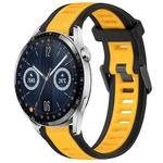 For Huawei Watch GT3 46mm 22mm Two Color Textured Silicone Watch Band(Yellow+Black)