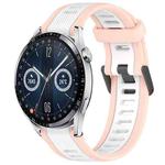 For Huawei Watch GT3 46mm 22mm Two Color Textured Silicone Watch Band(White+Pink)