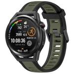 For Huawei Watch GT Runner 22mm Two Color Textured Silicone Watch Band(Green+Black)