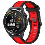 For Huawei Watch GT Runner 22mm Two Color Textured Silicone Watch Band(Red+Black)