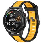 For Huawei Watch GT Runner 22mm Two Color Textured Silicone Watch Band(Yellow+Black)