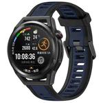 For Huawei Watch GT Runner 22mm Two Color Textured Silicone Watch Band(Midnight Blue+Black)