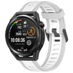 For Huawei Watch GT Runner 22mm Two Color Textured Silicone Watch Band(White+Grey)