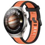 For Huawei Watch 4 22mm Two Color Textured Silicone Watch Band(Orange+Black)