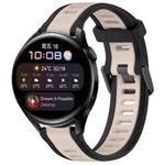 For Huawei Watch 3 22mm Two Color Textured Silicone Watch Band(Starlight + Black)
