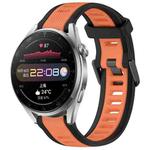 For Huawei Watch 3 Pro 22mm Two Color Textured Silicone Watch Band(Orange+Black)