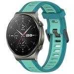 For Huawei GT2 Pro 22mm Two Color Textured Silicone Watch Band(Teal)