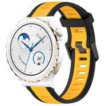 For Huawei Watch GT3 Pro 43mm 20mm Two Color Textured Silicone Watch Band(Yellow+Black)