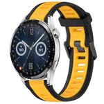 For Huawei Watch GT3 42mm 20mm Two Color Textured Silicone Watch Band(Yellow+Black)