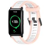For Honor Watch ES 20mm Two Color Textured Silicone Watch Band(White+Pink)