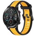 For Honor MagicWatch2 42mm 20mm Two Color Textured Silicone Watch Band(Yellow+Black)