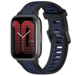 For Amazfit Active 20mm Two-Color Textured Silicone Watch Band(Midnight Blue+Black)