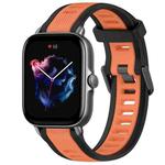 For Amazfit GTS 3 20mm Two-Color Textured Silicone Watch Band(Orange+Black)